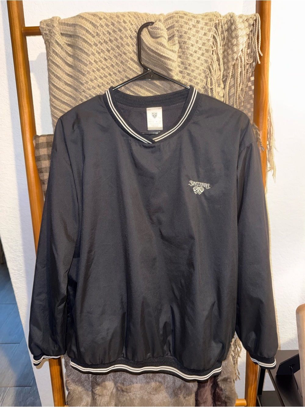 Nike Golf Black Pullover Windbreaker with White Trim